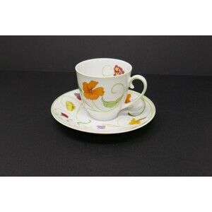 Denby Fine China Portugal 1974 Demitasse Floral Design Cup & Saucer